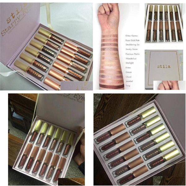 Fard à paupières Stila pour l'élégance Set Fard à paupières liquide aux yeux étoilés TVA Maquillage de voyage Glow Cosmétiques Filles 12 couleurs Livraison directe Santé Dhs0K