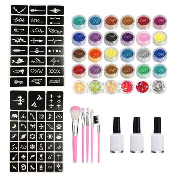 El kit temporal del tatuaje del brillo de la sombra de ojos embroma la máquina de tatuajes de 30 colores para 230703