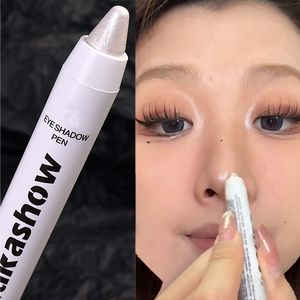 Oogschaduw Witte Markeerstift Oogschaduw Pen Matte Ogen Hoek Verhelderende Parel Hoogglans Eyeliner Waterproof Glitter Liggende Zijderups Stick 230926