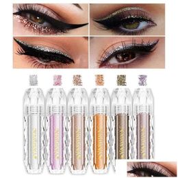 Oogschaduw Yanqina Shimmer Diamond Shadows Heldere flits Glitter vloeistof Shinning Lumineuze oogschaduw Cosmetica Ogen Make -up druppel Dh208