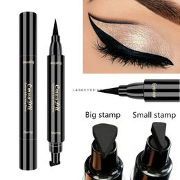 OogschaduwLiner Combinatie 1 Stuks Dubbele Vloeibare Eyeliner Grote Kleine Stempel Waterdicht Langdurig Zwart Linerpotlood Dames Make-up Pen 230911