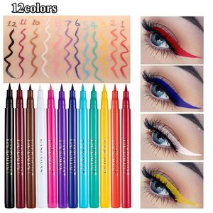 Eye ShadowLiner Combinaison 12 Couleurs Eyeliner Liquide Crayon Imperméable Facile À Porter Maquillage Mat Eye Liner Bleu Rouge Vert Blanc Or Marron Eyliner 230703