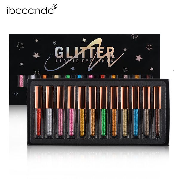 Eye ShadowLiner Combinaison 12PcsLot Glitter Liquide Eyeliner Sequin Shimmer Métallique Nacré Eye Liner Fard À Paupières Maquillage Cosmétique Étanche 230731