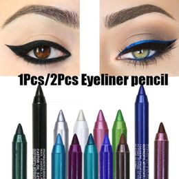 Eye ShadowLiner Combinaison 14 Couleurs Crayon Eye-Liner Longue Durée Pigment Imperméable Bleu Brun Noir Eyeiner Stylo Femmes Mode Couleur Maquillage des Yeux Cosmétique 230904