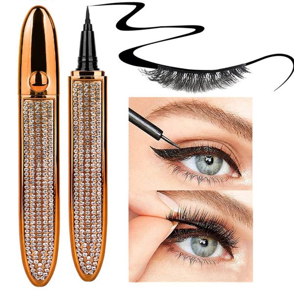 Combinaison Eye ShadowLiner 1 PC 2 en 1 séchage rapide cils auto-adhésifs stylo Eyeliner longue durée sans colle cils Non fleuris crayon Eyeliner collant 231016