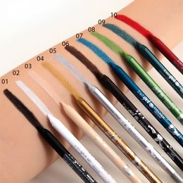 OogschaduwLiner Combinatie 1 stuks Waterproof Eyeliner Potlood Pigment Bruin Zwart Glitter Eyeiner Pen voor Dames Mode Kleur Ogen Make-up Cosmetica 10 kleuren 230911