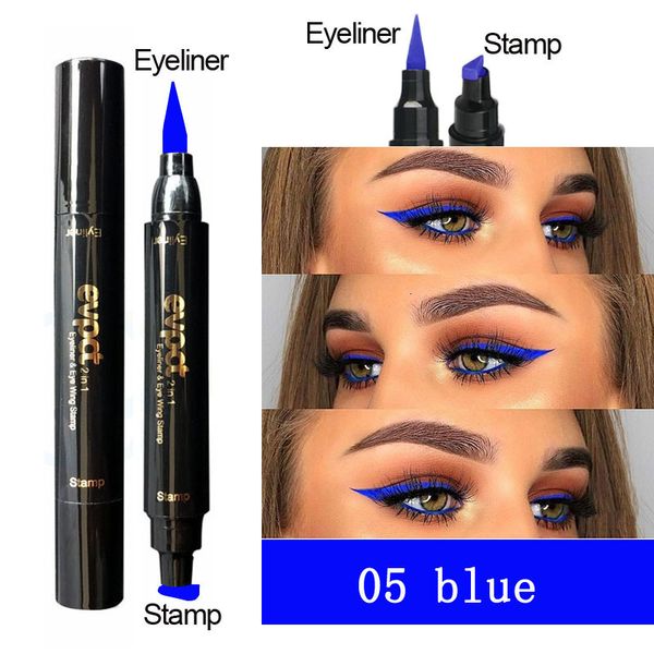 Eye ShadowLiner Combination 2 In1 Liquid Glitter Eyeliner Stamp Thin Seal Maquillaje Negro Rojo Verde Fast Dry Eye Liner Lápiz 7 Color Azul Marrón Ojos ahumados 230703