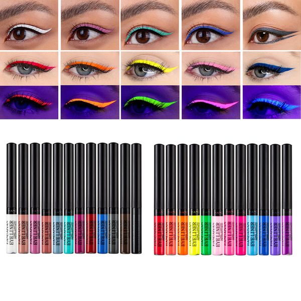 Eye ShadowLiner Combinación HANDAIYAN 12 Color Matte Eyeliner Kit Maquillaje Impermeable Colorido UV Light Neon Liner Pen Maquillaje Cosméticos Eyeliners Set 230615