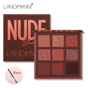 Eye ShadowLiner Combination Langmanni 9 Colors Nude Eyeshadow Makeup Palette Matte Lasting Waterproof Non-Flying Powder Makeup Cosmetics 230703