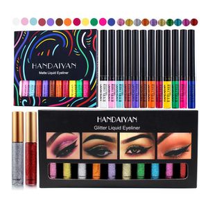 Eye ShadowLiner Combinatie Make-up Set Gekleurde Eyeliner Waterproof Wit Roze Vloeibare Gel Eye Liner Kit Makkelijk te Dragen Mat Glitter Glad Kleurrijke Pen 230807