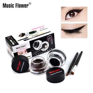 Eye ShadowLiner Combination Music Flower 2 en 1 Coffee Black Gel Cream Eyeliner Maquillaje Cosméticos a prueba de agua Set Eye Liner Brushes Maquillaje Cosméticos para ojos 230728