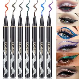 OogschaduwLiner Combinatie UCANBE 7pcslot Vloeibare Eyeliner Virbant Metallic Shimmer Pen Waterdichte Glitter Liner Gekleurde Dames Make-up 230830