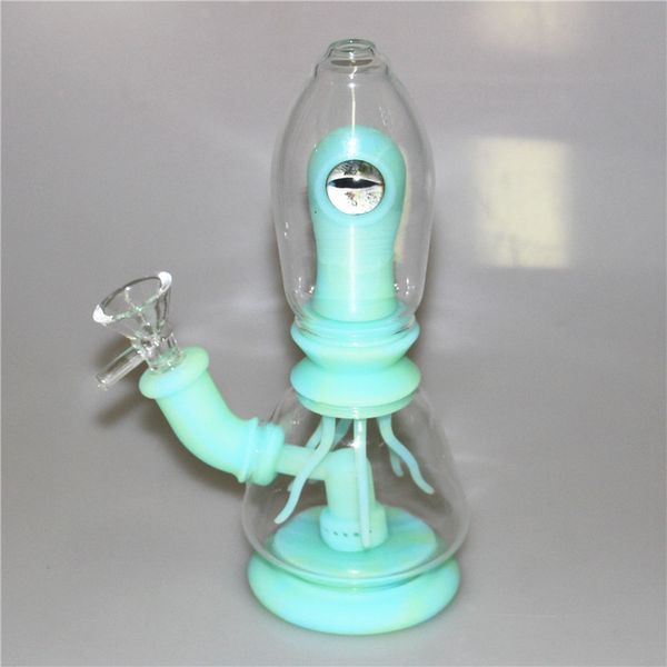 Tuyaux d'eau pour les yeux pipe fumer bong en verre narguilé bongs en silicone 7,8 pouces tube de tabac à brûleur à mazout résistant à la chaleur pour herbe sèche