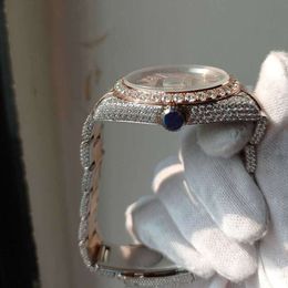 EYE6 montre pour hommes en diamant Moissanite glacé Hip Hop arc-en-ciel cadran romain montre de luxe montre-bracelet automatique