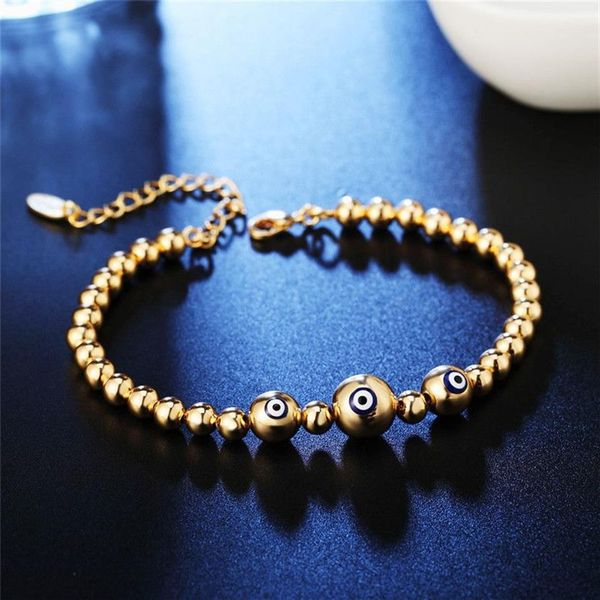 Bracelet de perles en cuivre couleur argent pour hommes et femmes, Punk Rock Hip Hop, Bracelets à brins, bijoux, cadeau 298F