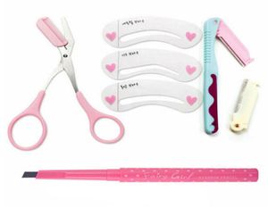 Wenkbrauw 4 in 1 Cosmetische gereedschapsset Wenkbrauw Scheren Trimmer Wenkbrauwtekeningstencils Oogmake-uptoolkit voor vrouwen 4351087