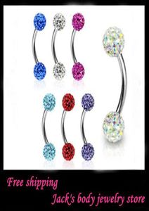 Wenkbrauw lichaam sieraden E10 50pcslot mix 11 kleur shamballa crystal nep wenkbrauw bar wenkbrauw ring door ferido mode piercing sieraden6158659