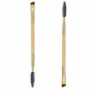 Wenkbrauwborstel Luxe Golden Double Ended Angled Bamboo Handvat Make-up Gereedschap voor Make-up Professionele Eyesbrow Borstel Pro