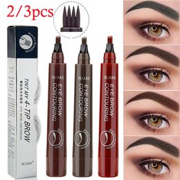 Mejoradores de cejas 123 piezas Micro cepillo lápiz de cejas impermeable punta de horquilla lápiz de tatuaje de cejas lápiz de cejas líquido de boceto fino duradero 231113