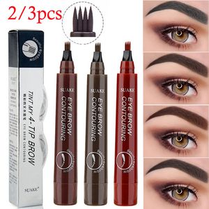 Waterproof Eyebrow Pencil Set, 123Pcs Micro Brush Enhancers, Liquid Sketch Tattoo, 5 Colors, Fast Ship