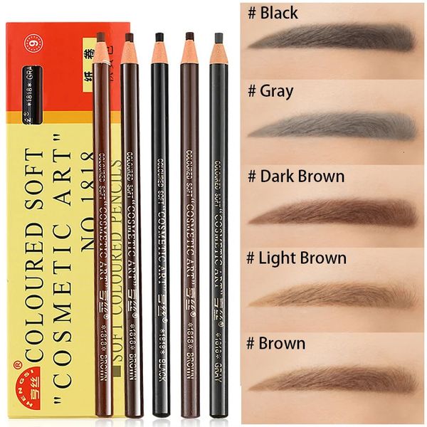 Eyebrow Enhancers 12 pièces/boîte 1818 crayons à sourcils imperméable doux longue durée peinture naturelle outils pour sourcils 5 couleurs coupe stylo de maquillage des sourcils 231113