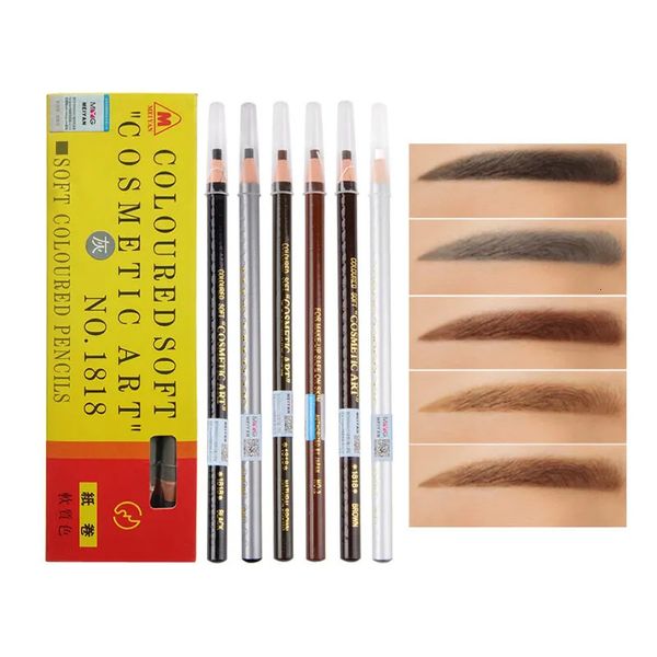 Mejoradores de cejas 12 unids/caja Maquillaje de ojos de alta calidad Lápiz de cejas Lápiz de cejas resistente al agua negro marrón gris blanco dibujo de alambre Lápiz de cejas 231031