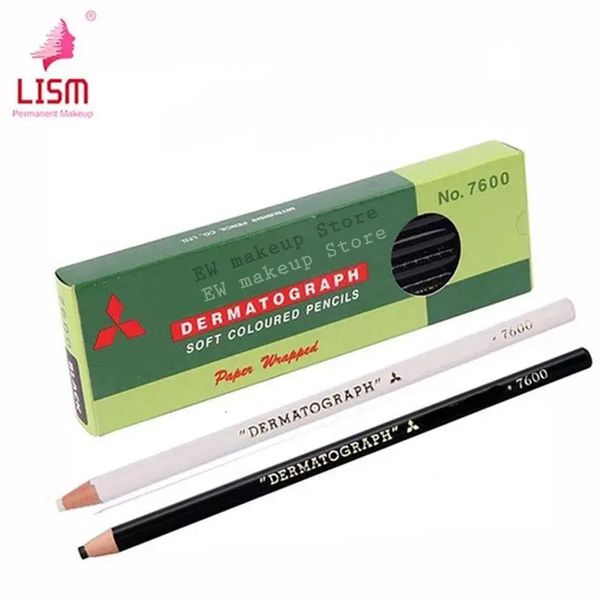 Mejoradores de cejas 12 unids/lote lápiz negro japonés lápiz de color dermatógrafo K7600 papel a base de aceite envuelto para tatuaje marcador de cejas lápiz de pintura 231027