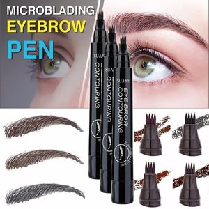 Rehausseurs de sourcils 5 couleurs stylo étanche 4 pointe de fourche crayon de tatouage longue durée naturel brun foncé liquide sourcils 231101