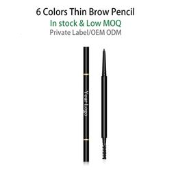 Améliorateurs de sourcils Crayon à sourcils ultra fin imperméable à double tête pigmenté naturel végétalien crayon à sourcils automatique marque privée 6 couleurs 231109