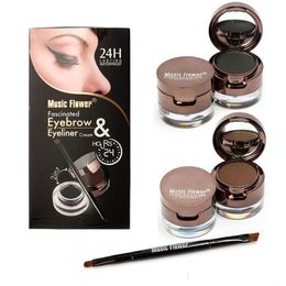 Wenkbrauw versterkers laten muziek bloemenmerk 2 in 1 gel eyeliner poeder make -up palet waterdicht zwart bruin natuurlijke eye liner cosmeti dhjtttt