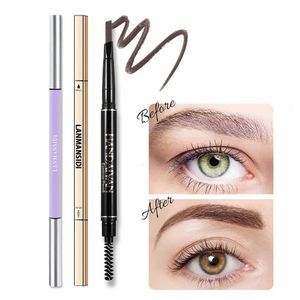 Rehausseurs de sourcils Crayon à sourcils pour femmes longue durée imperméable brun foncé stylo à sourcils naturel avec brosse outil cosmétique de beauté extrême mince 231102