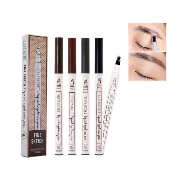 Mejoradores de cejas Fedex Dhs Nuevo maquillaje Liquid Pen Enhancer Cuatro cabezas a prueba de agua 4 colores Drop Delivery Salud Belleza Ojos Dhjui