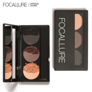 Wenkbrauwversterkers FOCALLURE 3 kleuren Wenkbrauwpoederpalet Waterdicht Langdurige pommade Wenkbrauwmake-up Wenkbrauwversterker Cosmetica voor vrouwen 230703