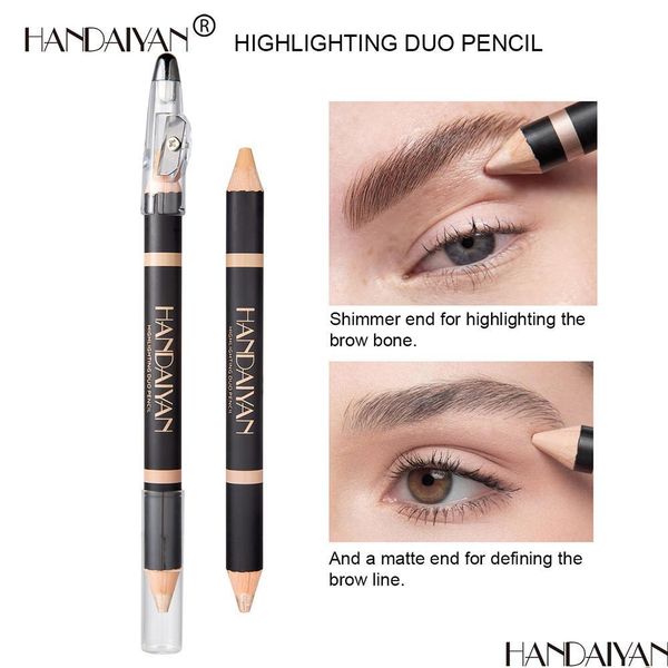 Potenciadores de cejas Handaiyan Brow Highlighter Lápiz Dobleend Dobleando Doble Matte Doble y Shimer Contrallador Pen Pen Drop de Dhw6r