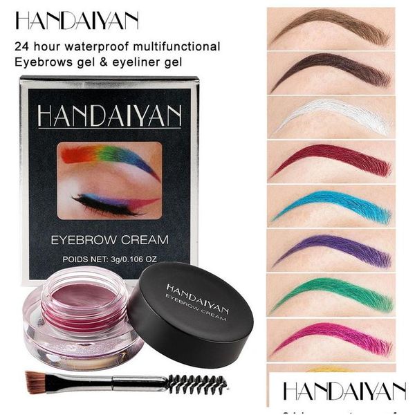 Mejoradores de cejas Handaiyan Color Pomada Delineador de ojos Súper impermeable Duradero Fácil de usar No decolorante MTI Maquillaje Crema para cejas Ge Dhy1H