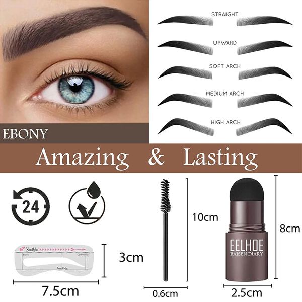 Mejoradores de cejas HEALLOR Kit para dar forma a las cejas Sello Lápiz para cejas y 5 pares de plantillas para cejas Kit Pluma Cosméticos Maquillaje de ojos de color natural resistente al agua 231109