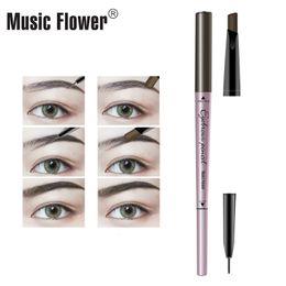 Rehausseurs de sourcils fleur de musique Merek 4 Warna Pensil Alis Kepala Ganda Rias Mata Tahan Air Alami Riasan Sutra Lama 230904