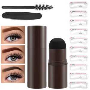 Wenkbrauwversterkers One Step Eyebrow Stamp Shaping Kit Set Makeup Brow Waterproof Contour Stencil Tint Natural Stick Hairline Powder Enhance 230807