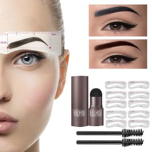 Wenkbrauwversterkers One Step Stamp Shaping Kit Make-up Brow Set Pen Dames Waterdichte contourstencil Tint Natuurlijke stick Haarlijn Enhanc 231020