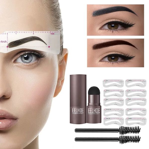 Améliorateurs de sourcils Kit de mise en forme de tampon en une étape maquillage ensemble de sourcils stylo femmes imperméable Contour pochoir teinte bâton naturel ligne de cheveux améliorer 231020