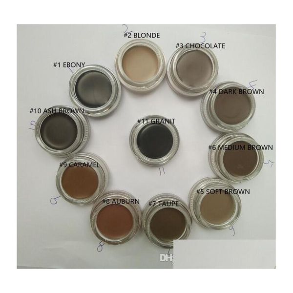 Rehausseurs de sourcils Pommade Maquillage Imperméable 4G Blonde / Chocolat / Brun foncé / Ébène / Auburn / Brun moyen / Talpe Avec emballage de vente au détail Drop D Dhpgq