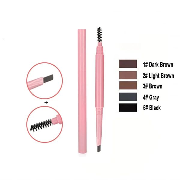 Améliorateurs de sourcils Crayon à sourcils à double extrémité de marque privée maquillage tube rose en vrac personnalisé sans tache pigment imperméable à l'eau stylo à sourcils maquillage 231020