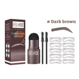 SEAURROW SEMBRALERS Façonne le kit Powder Stamp Crayon à sourcils et 5 paires pochoirs à sourcils Kits stylo cosmétiques imperméables outils de maquillage pour les yeux de couleur naturelle E348