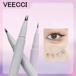 Wenkbrauwversterkers VEECCI Vloeibare Wenkbrauw Onderste Wimper Ooglijn Aegyo-sal Potlood 2 Vorken Multifunctionele Pen Waterdicht Natuurlijke Ogen Beauty Tool 230807