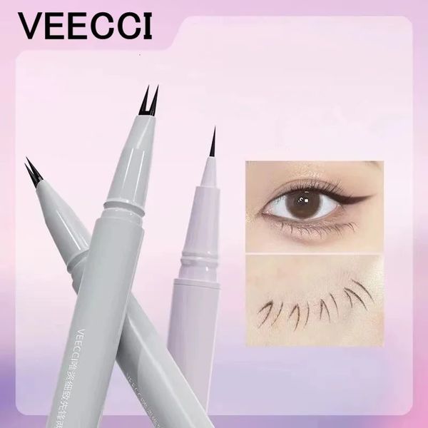 Mejoradores de cejas VEECCI Ceja líquida Pestañas inferiores Eyeline Aegyo-sal Lápiz 2 tenedores Pluma multifuncional Impermeable Ojos naturales Herramienta de belleza 231027