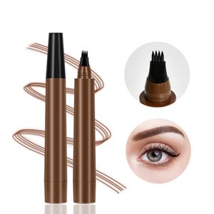 Améliorateurs de sourcils Vegan stylo à sourcils bifurqué à quatre têtes marque privée sourcil étanche noir brun liquide crayon à sourcils maquillage personnalisé 231120
