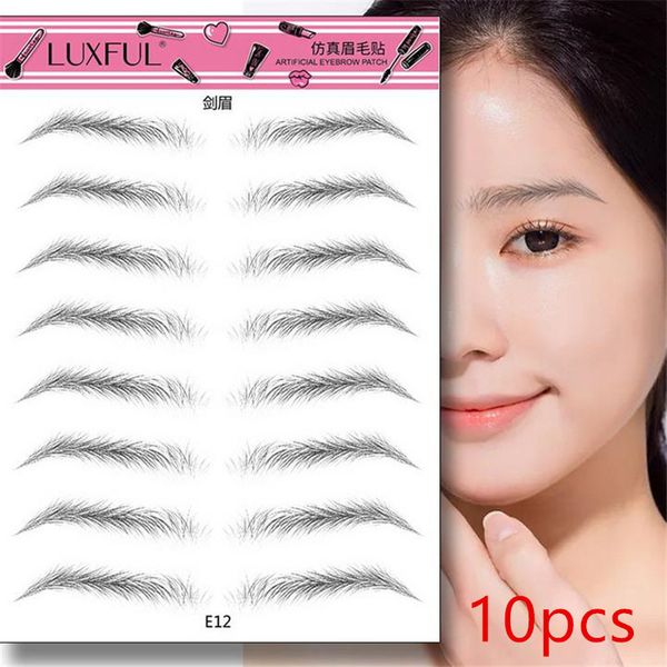 Sourcils Enhancers En Gros 10 pcs Étanche 3D Cheveux Comme Les Sourcils Maquillage Autocollant De Tatouage Longue Durée Naturel Faux Autocollants 20 230703