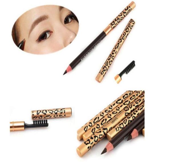 Rehausseurs de sourcils femmes crayon à sourcils imperméable avec brosse maquillage léopard Eyeliner maquiagem 5 couleurs ombre à sourcil métal E3584084
