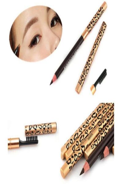 Rehausseurs de sourcils femmes crayon à sourcils imperméable avec brosse maquillage léopard Eyeliner maquiagem 5 couleurs ombre à sourcil métal E5663921