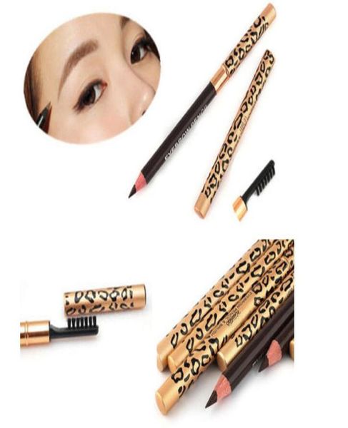 Rehausseurs de sourcils femmes crayon à sourcils imperméable avec brosse maquillage léopard Eyeliner maquiagem 5 couleurs ombre à sourcil métal E4900453